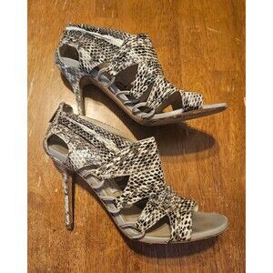 Jimmy Choo Snakeskin Heels Size 38.5 Zip Up Back